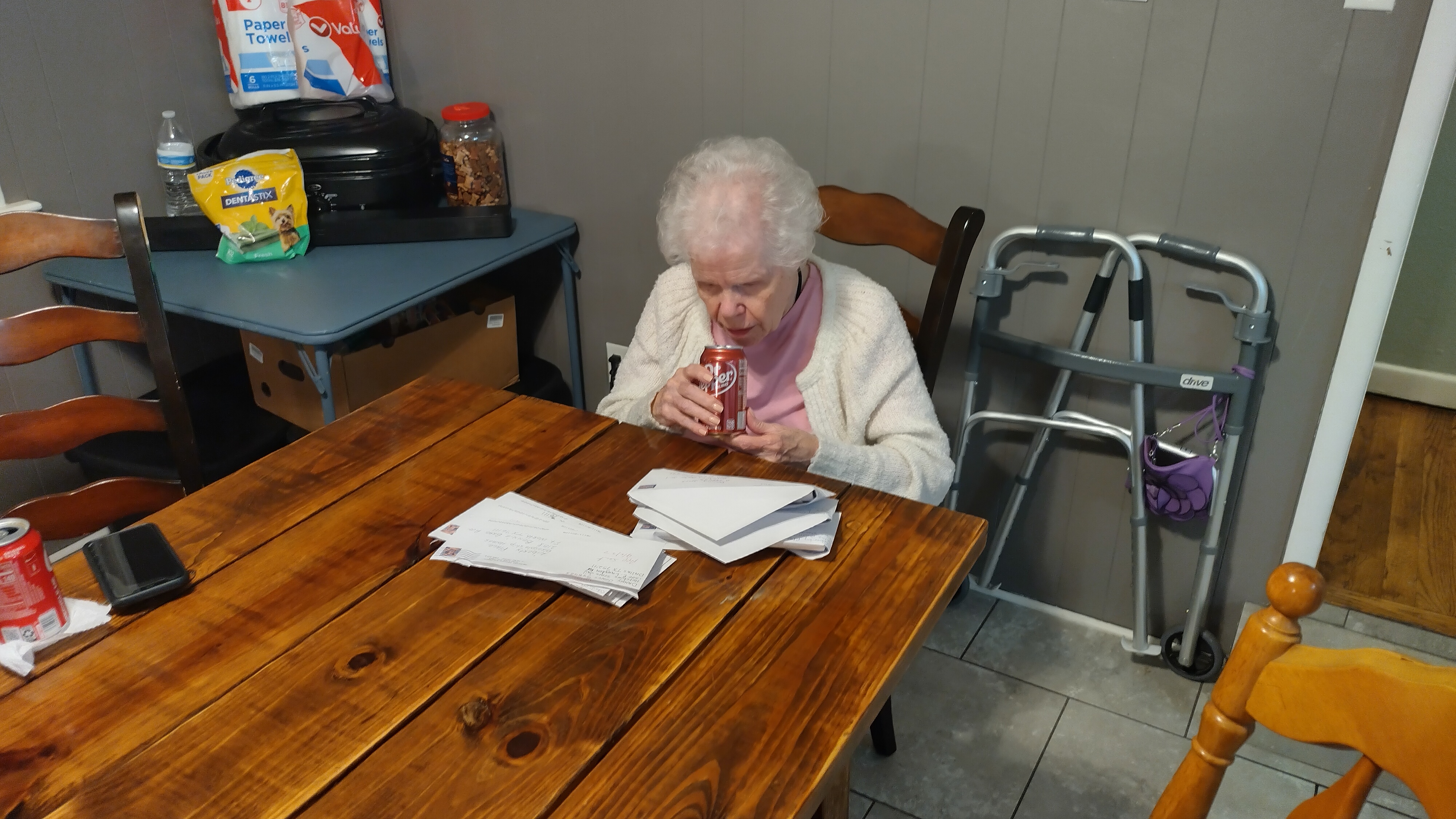 Beverly reading prison letters at Liberty Place